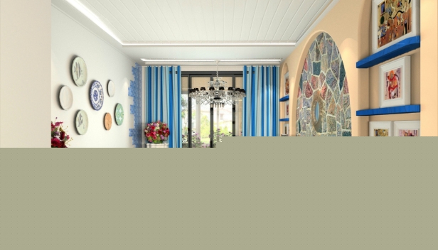 90㎡/兩室兩廳一衛(wèi)/地中海